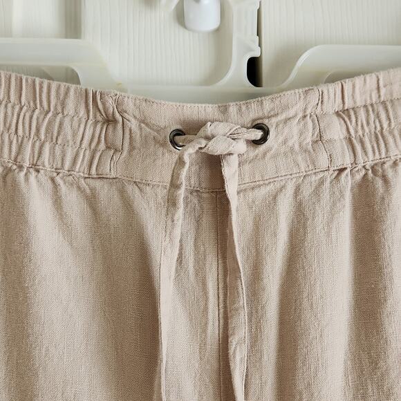 Naturals D&Co Women's Tan Linen Blend Pants Size 2XT Pockets Drawstring Neutral - Picture 5 of 9